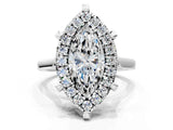 White gold Marquise Diamond Cluster Halo Solitaire with Four-Prong Setting_77