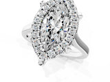 White gold Marquise Diamond Cluster Halo Solitaire with Four-Prong Setting_78