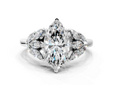 White gold Marquise Diamond Cluster Leaf Design Ring with Prong Setting_87