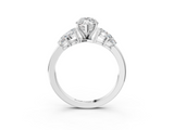 White gold Marquise Diamond Cluster Leaf Design Ring with Prong Setting_90