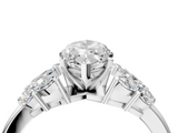 White gold Marquise Diamond Cluster Leaf Design Ring with Prong Setting_91