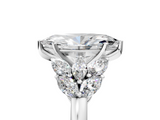 White gold Marquise Diamond Cluster Leaf Design Ring with Prong Setting_92
