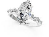 White gold Marquise Diamond Cluster Prong-Set Solitaire Ring_74