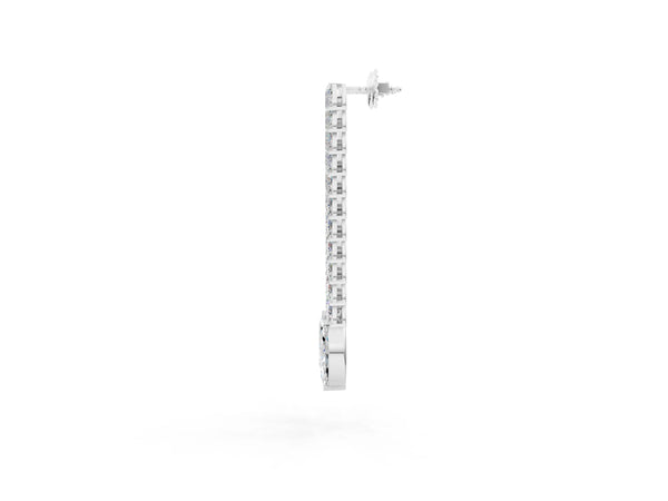 Platinum Marquise Diamond Double Row Dangle Earrings