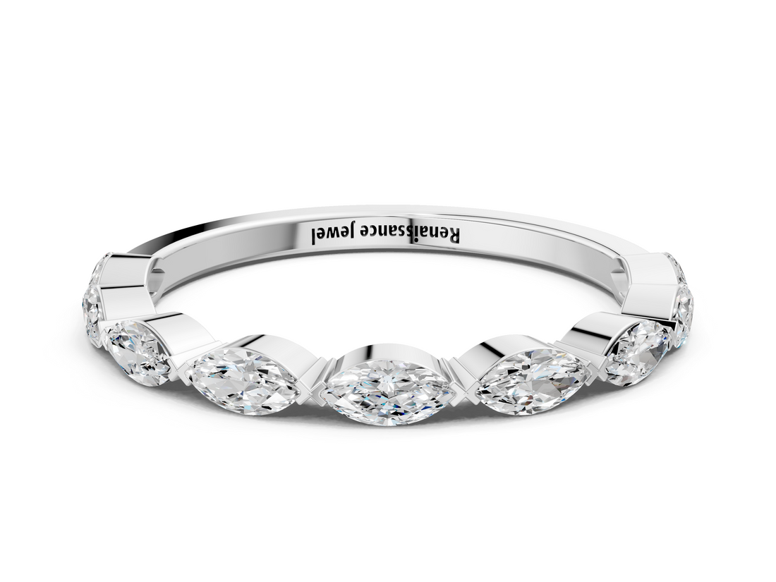 White gold Marquise Diamond Eternity Band with Bezel Setting_28