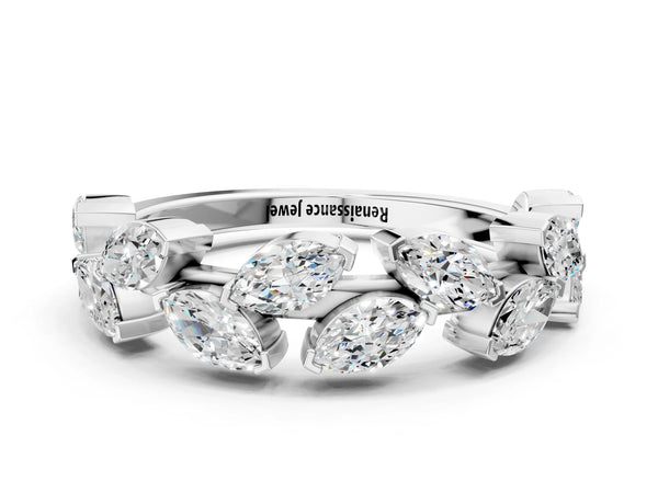 Silver Marquise Diamond Eternity Band with Shared Prong Setting
