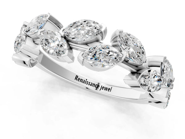 Platinum Marquise Diamond Eternity Band with Shared Prong Setting