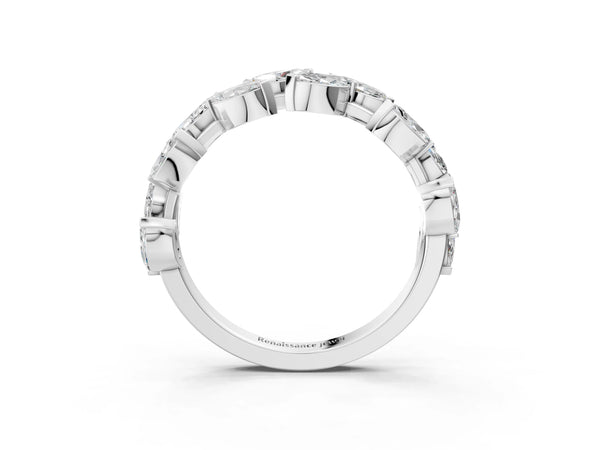 Platinum Marquise Diamond Eternity Band with Shared Prong Setting