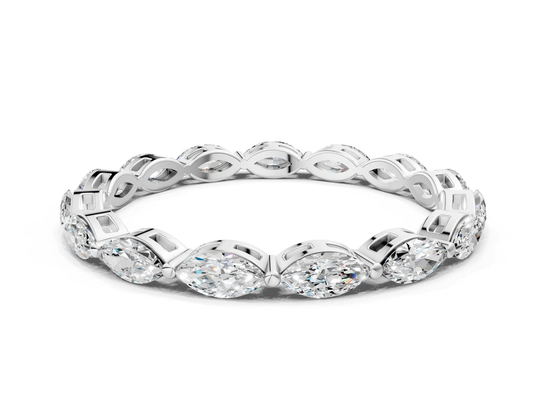 14K White Gold Marquise Diamond Eternity Band with U-Prong Setting