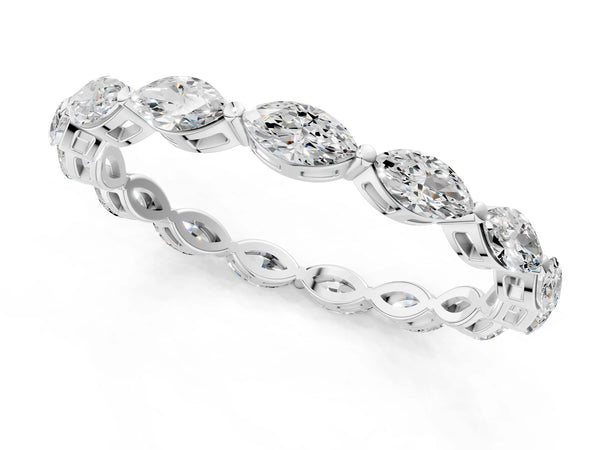 Platinum Marquise Diamond Eternity Band with U-Prong Setting
