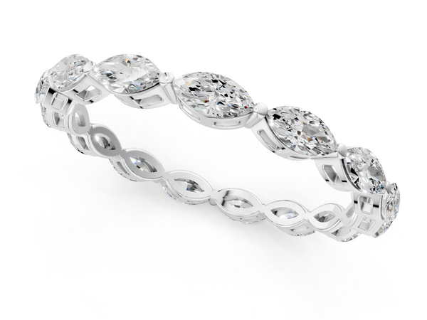 Silver Marquise Diamond Eternity Band with U-Prong Setting