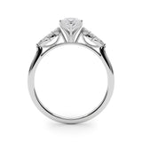 White gold Marquise Diamond Floral Cluster Ring with Marquise Side Stones and Six-Prong Solitaire Setting 2