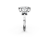 White gold Marquise Diamond Floral Cluster Ring with Solitaire Band and Prong Setting_70