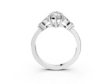 White gold Marquise Diamond Floral Cluster Ring with Solitaire Band and Prong Setting_71