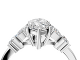 White gold Marquise Diamond Floral Cluster Ring with Solitaire Band and Prong Setting_72