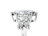 White gold Marquise Diamond Floral Cluster Ring with Solitaire Band and Prong Setting_73