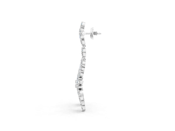 Platinum Marquise Diamond Floral Dangle Earrings