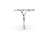 White gold Marquise Diamond Floral Promise Ring with Round Diamond Accents_2