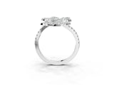 White gold Marquise Diamond Floral Promise Ring with Round Diamond Accents_3