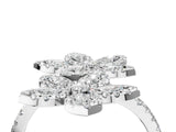 White gold Marquise Diamond Floral Promise Ring with Round Diamond Accents_4