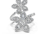 White gold Marquise Diamond Floral Promise Ring with Round Diamond Accents