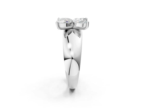 Platinum Marquise Diamond Floral Promise Ring