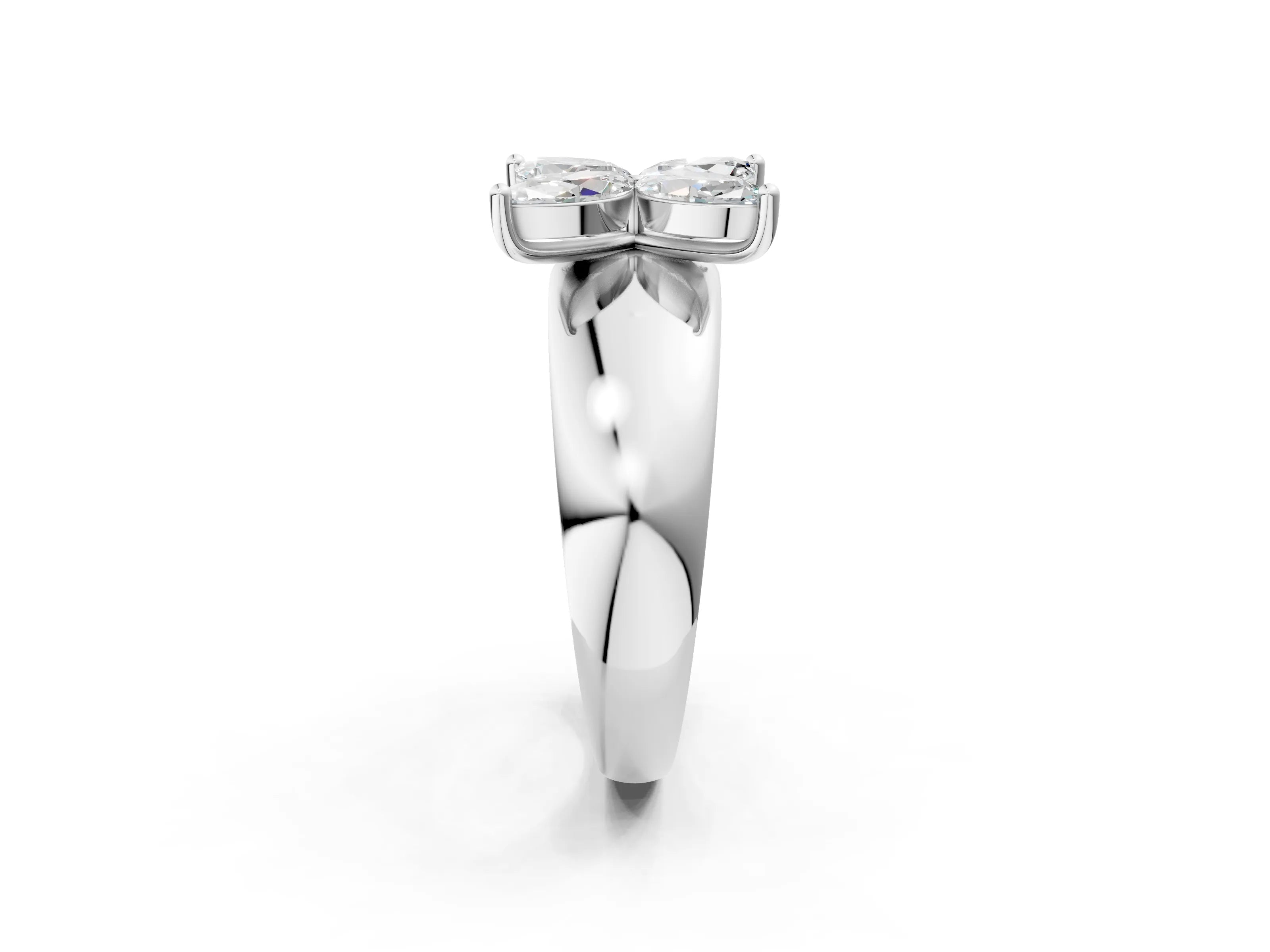 White gold Marquise Diamond Floral Promise Ring_2