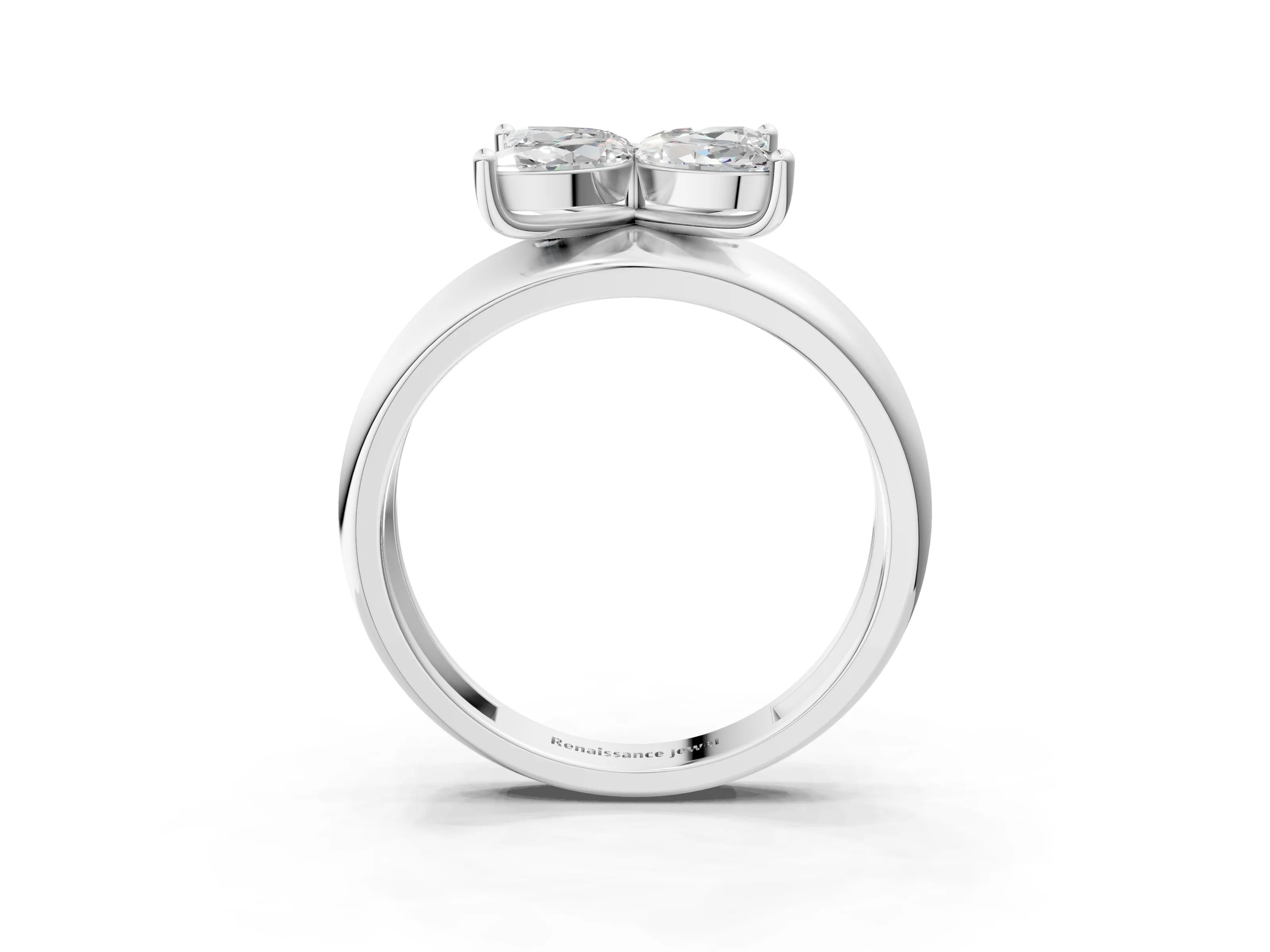 White gold Marquise Diamond Floral Promise Ring_3
