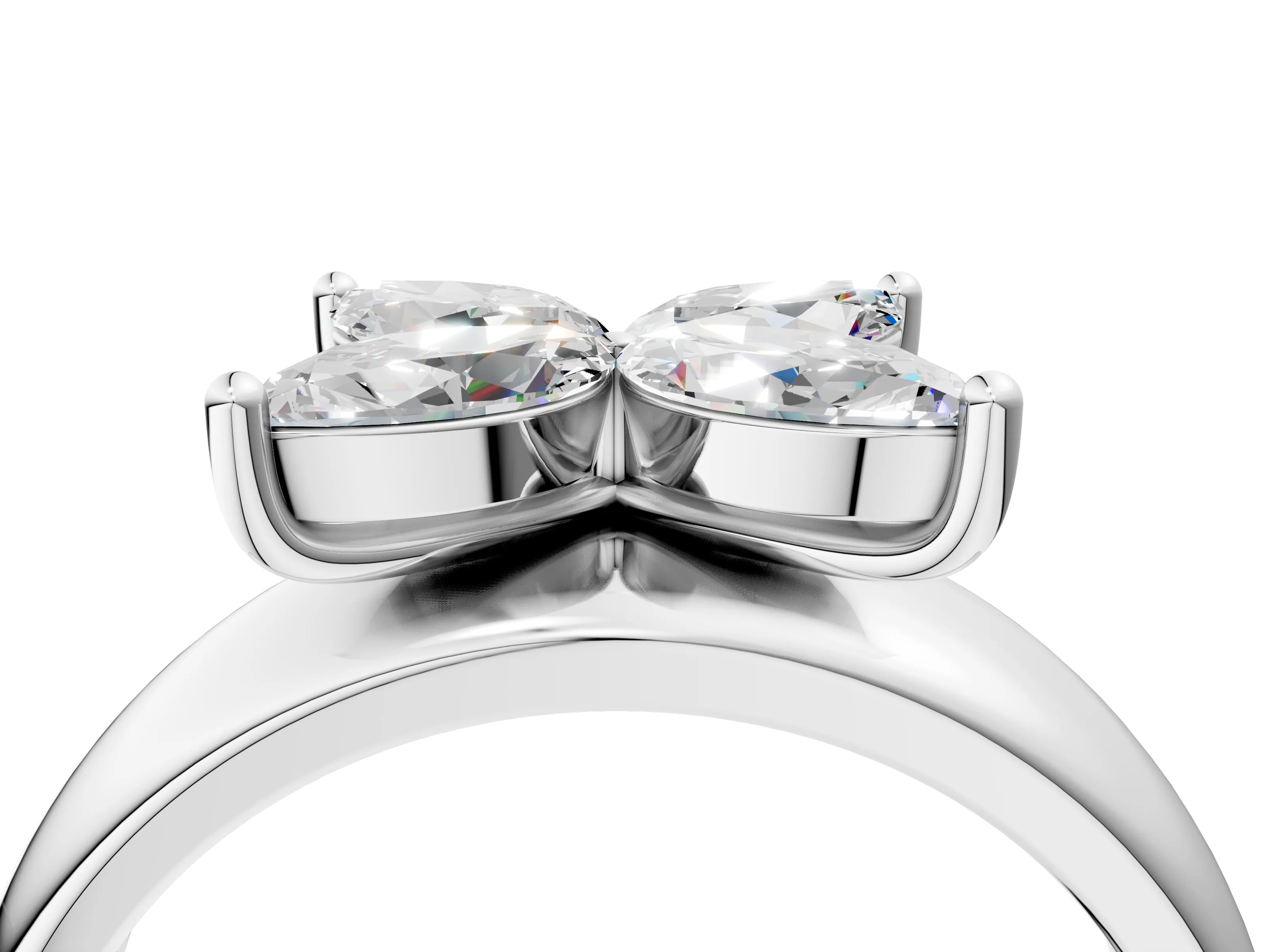 White gold Marquise Diamond Floral Promise Ring_4