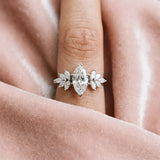 White gold Marquise Diamond Floral Side Stone Solitaire with Marquise Accents and Four-Prong Setting_42