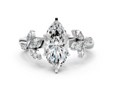 White gold Marquise Diamond Floral Vine Solitaire Engagement Ring_23