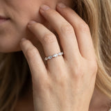 White gold Marquise Diamond Half Eternity Band with Prong Setting_221