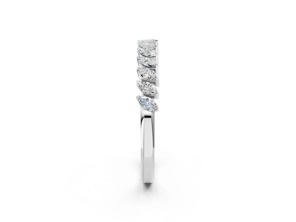 Platinum Marquise Diamond Half-Eternity Band with Shared Prong Setting