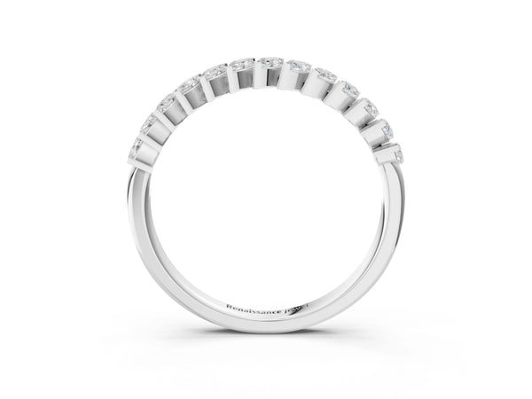 White gold Marquise Diamond Half-Eternity Band with Shared Prong Setting