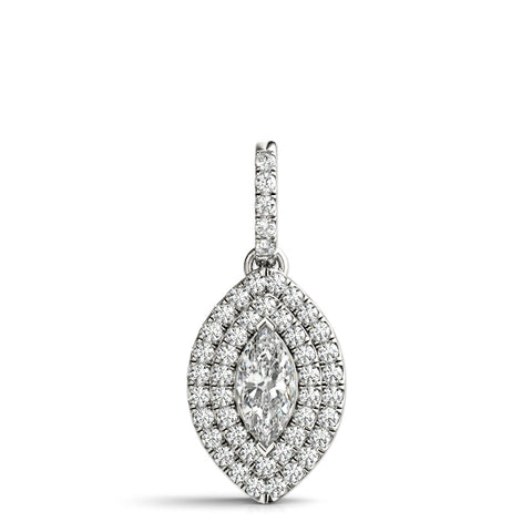 White gold Marquise Diamond Halo Pendant with Pavé Setting 1