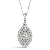 White gold Marquise Diamond Halo Pendant with Pavé Setting