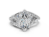 White gold Marquise Diamond Halo Ring with Marquise and Pavé Band in Prong Setting_109