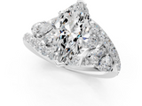 White gold Marquise Diamond Halo Ring with Marquise and Pavé Band in Prong Setting_109