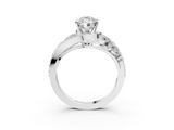 White gold Marquise Diamond Halo Ring with Marquise and Pavé Band in Prong Setting_112