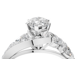 White gold Marquise Diamond Halo Ring with Marquise and Pavé Band in Prong Setting_112