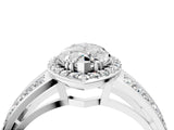 White gold Marquise Diamond Halo Ring with Split Shank Pavé Band and Four-Prong Setting_10