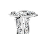 White gold Marquise Diamond Halo Ring with Split Shank Pavé Band and Four-Prong Setting_11