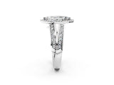 White gold Marquise Diamond Halo Ring with Split Shank Pavé Band and Four-Prong Setting_8