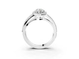 White gold Marquise Diamond Halo Ring with Split Shank Pavé Band and Four-Prong Setting_9