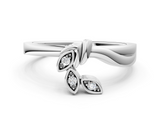 White gold Marquise Diamond Leaf Bypass Ring with Bezel Setting_46
