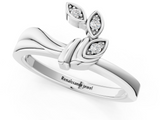 White gold Marquise Diamond Leaf Bypass Ring with Bezel Setting_47