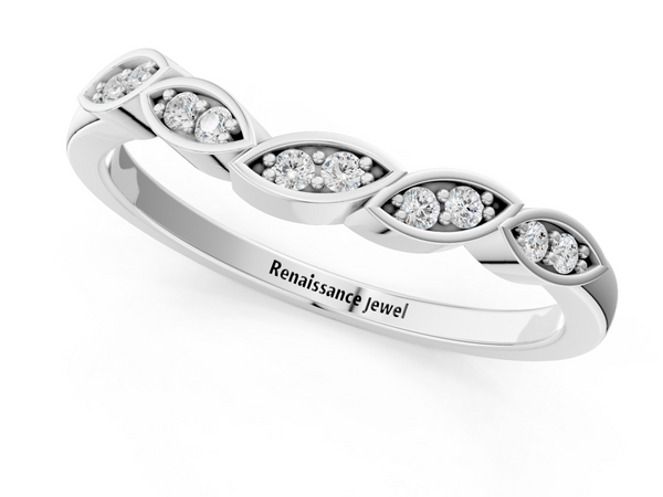 Platinum Marquise Diamond Leaf Eternity Band with Bezel Setting