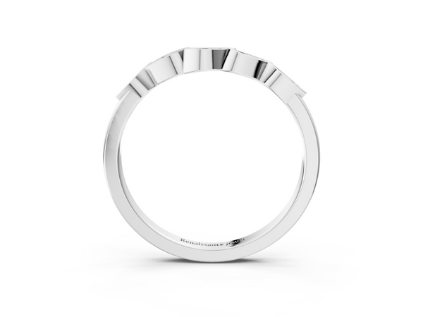 Platinum Marquise Diamond Leaf Eternity Band with Bezel Setting