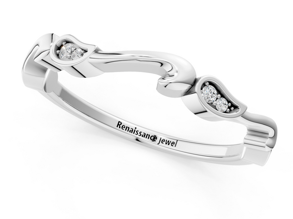 Platinum Marquise Diamond Leaf Twist Eternity Band with Bezel Setting