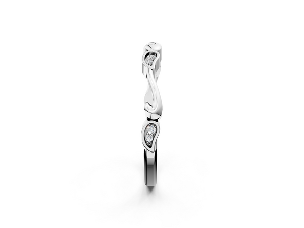 White gold Marquise Diamond Leaf Twist Eternity Band with Bezel Setting